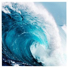 Tsunami Big Blue Wave Ocean Waves Water Wooden Puzzle Square by Semog4