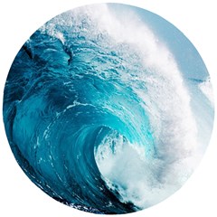 Tsunami Big Blue Wave Ocean Waves Water Wooden Puzzle Round by Semog4