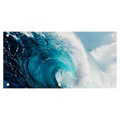 Tsunami Big Blue Wave Ocean Waves Water Banner And Sign 6  X 3  by Semog4