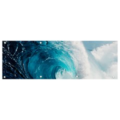 Tsunami Big Blue Wave Ocean Waves Water Banner And Sign 9  X 3  by Semog4