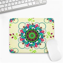 Mandala Flowers Abstract Butterflies Floral Pattern Summer Small Mousepad by Semog4