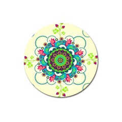 Mandala Flowers Abstract Butterflies Floral Pattern Summer Magnet 3  (round) by Semog4