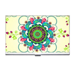 Mandala Flowers Abstract Butterflies Floral Pattern Summer Business Card Holder by Semog4