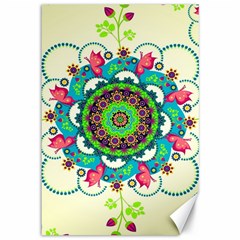 Mandala Flowers Abstract Butterflies Floral Pattern Summer Canvas 12  X 18  by Semog4