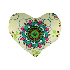 Mandala Flowers Abstract Butterflies Floral Pattern Summer Standard 16  Premium Flano Heart Shape Cushions by Semog4