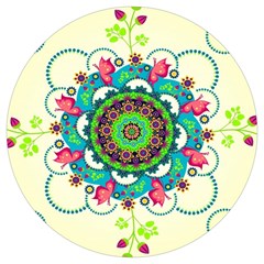 Mandala Flowers Abstract Butterflies Floral Pattern Summer Round Trivet by Semog4