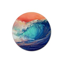 Artistic Wave Sea Rubber Round Coaster (4 Pack) by Semog4