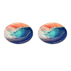 Artistic Wave Sea Cufflinks (oval) by Semog4