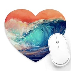 Artistic Wave Sea Heart Mousepad by Semog4