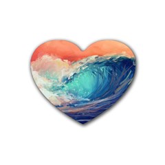 Artistic Wave Sea Rubber Coaster (heart) by Semog4