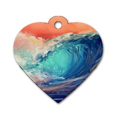 Artistic Wave Sea Dog Tag Heart (one Side) by Semog4