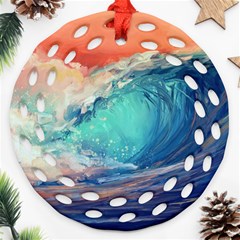 Artistic Wave Sea Round Filigree Ornament (two Sides) by Semog4