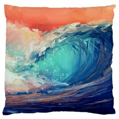 Artistic Wave Sea Large Cushion Case (one Side) by Semog4