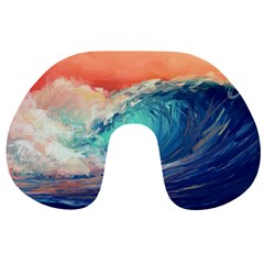 Artistic Wave Sea Travel Neck Pillow by Semog4