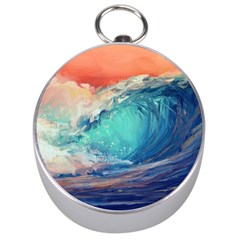 Artistic Wave Sea Silver Compasses