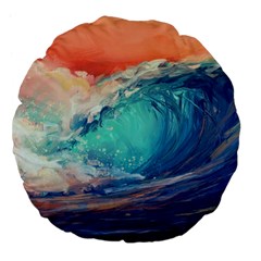 Artistic Wave Sea Large 18  Premium Flano Round Cushions by Semog4