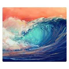 Artistic Wave Sea Two Sides Premium Plush Fleece Blanket (small) by Semog4