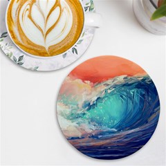 Artistic Wave Sea Uv Print Round Tile Coaster by Semog4