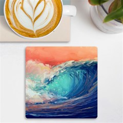 Artistic Wave Sea Uv Print Square Tile Coaster  by Semog4