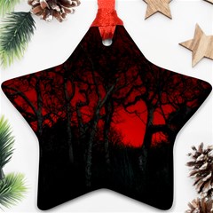 Dark Forest Jungle Plant Black Red Tree Ornament (star) by Semog4