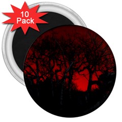 Dark Forest Jungle Plant Black Red Tree 3  Magnets (10 Pack)  by Semog4