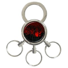 Dark Forest Jungle Plant Black Red Tree 3-ring Key Chain by Semog4