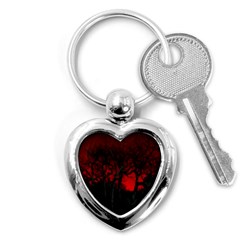 Dark Forest Jungle Plant Black Red Tree Key Chain (heart) by Semog4