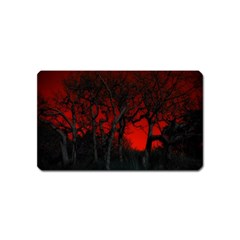 Dark Forest Jungle Plant Black Red Tree Magnet (name Card) by Semog4