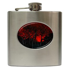 Dark Forest Jungle Plant Black Red Tree Hip Flask (6 Oz) by Semog4