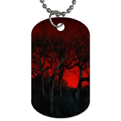 Dark Forest Jungle Plant Black Red Tree Dog Tag (two Sides) by Semog4