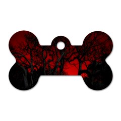 Dark Forest Jungle Plant Black Red Tree Dog Tag Bone (one Side) by Semog4