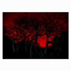 Dark Forest Jungle Plant Black Red Tree Large Glasses Cloth (2 Sides) by Semog4