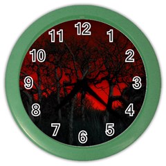 Dark Forest Jungle Plant Black Red Tree Color Wall Clock by Semog4