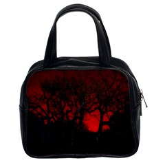 Dark Forest Jungle Plant Black Red Tree Classic Handbag (two Sides) by Semog4