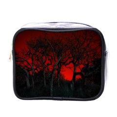 Dark Forest Jungle Plant Black Red Tree Mini Toiletries Bag (one Side) by Semog4