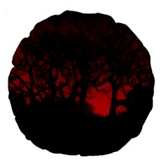 Dark Forest Jungle Plant Black Red Tree Large 18  Premium Round Cushions by Semog4