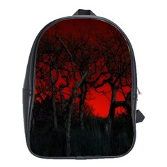 Dark Forest Jungle Plant Black Red Tree School Bag (xl) by Semog4