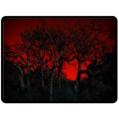 Dark Forest Jungle Plant Black Red Tree Two Sides Fleece Blanket (large) by Semog4