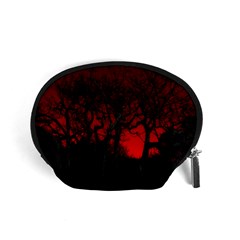 Dark Forest Jungle Plant Black Red Tree Accessory Pouch (small) by Semog4