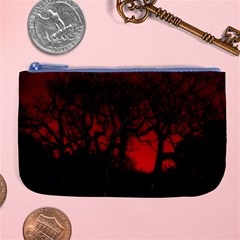 Dark Forest Jungle Plant Black Red Tree Large Coin Purse by Semog4