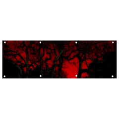 Dark Forest Jungle Plant Black Red Tree Banner And Sign 9  X 3  by Semog4