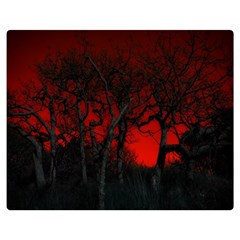 Dark Forest Jungle Plant Black Red Tree Premium Plush Fleece Blanket (medium)