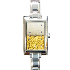 Texture Pattern Macro Glass Of Beer Foam White Yellow Art Rectangle Italian Charm Watch by Semog4