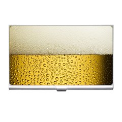 Texture Pattern Macro Glass Of Beer Foam White Yellow Art Business Card Holder by Semog4