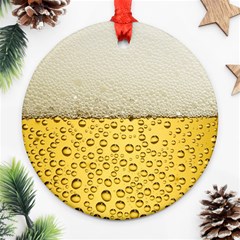 Texture Pattern Macro Glass Of Beer Foam White Yellow Art Round Ornament (two Sides) by Semog4