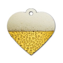 Texture Pattern Macro Glass Of Beer Foam White Yellow Art Dog Tag Heart (two Sides) by Semog4