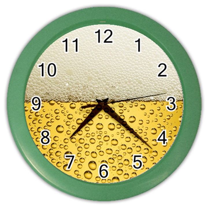 Texture Pattern Macro Glass Of Beer Foam White Yellow Art Color Wall Clock