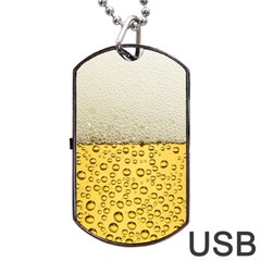 Texture Pattern Macro Glass Of Beer Foam White Yellow Art Dog Tag Usb Flash (one Side) by Semog4