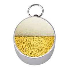 Texture Pattern Macro Glass Of Beer Foam White Yellow Art Mini Silver Compasses by Semog4