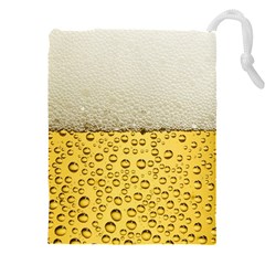 Texture Pattern Macro Glass Of Beer Foam White Yellow Art Drawstring Pouch (5xl) by Semog4